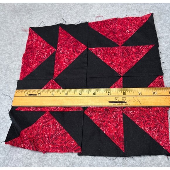 Quilt Blocks Patchwork Set of 20 Red/Yellow/Black Cotton Fabric Squares 10.5"x10 - Picture 5 of 6